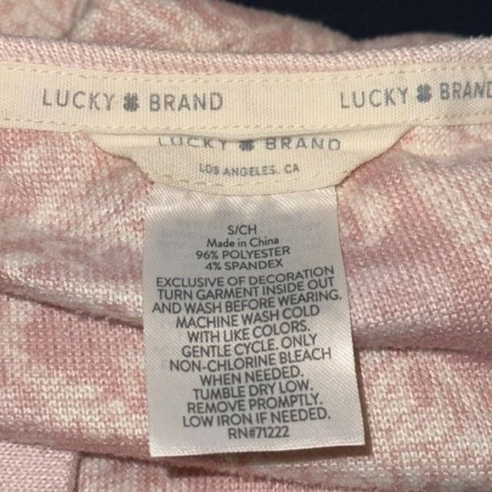 Lucky Brand Womens Paisley Print Pink Short Sleeve Top S/CH 96% Polyester - Picture 2 of 6